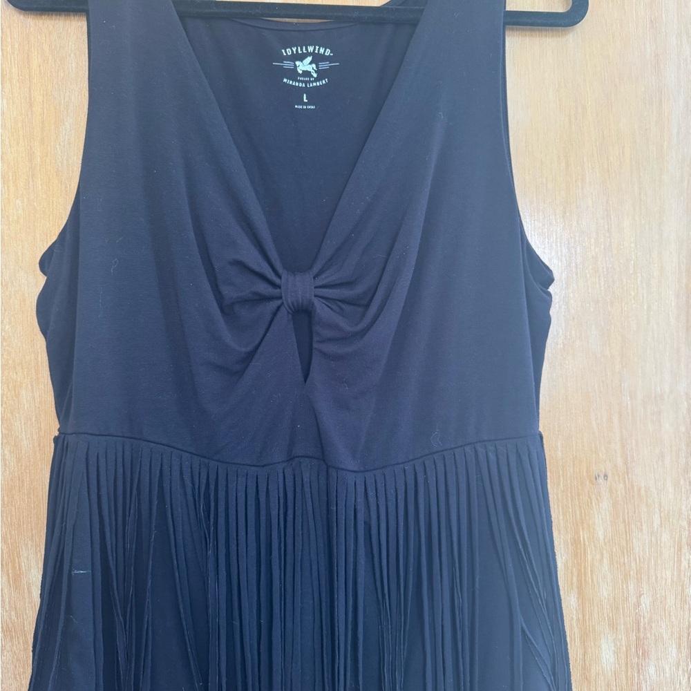 Idyllwind Black Sleeveless Top with fringe detail